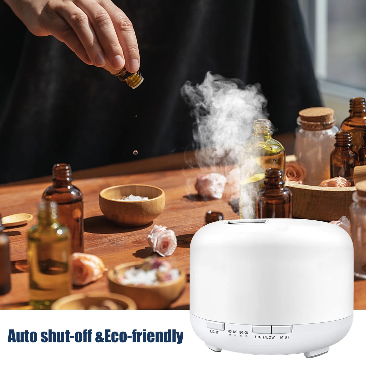 500ml Essential Oil Diffuser with Remote Control – Ultrasonic Aroma Humidifier for Home & Bedroom