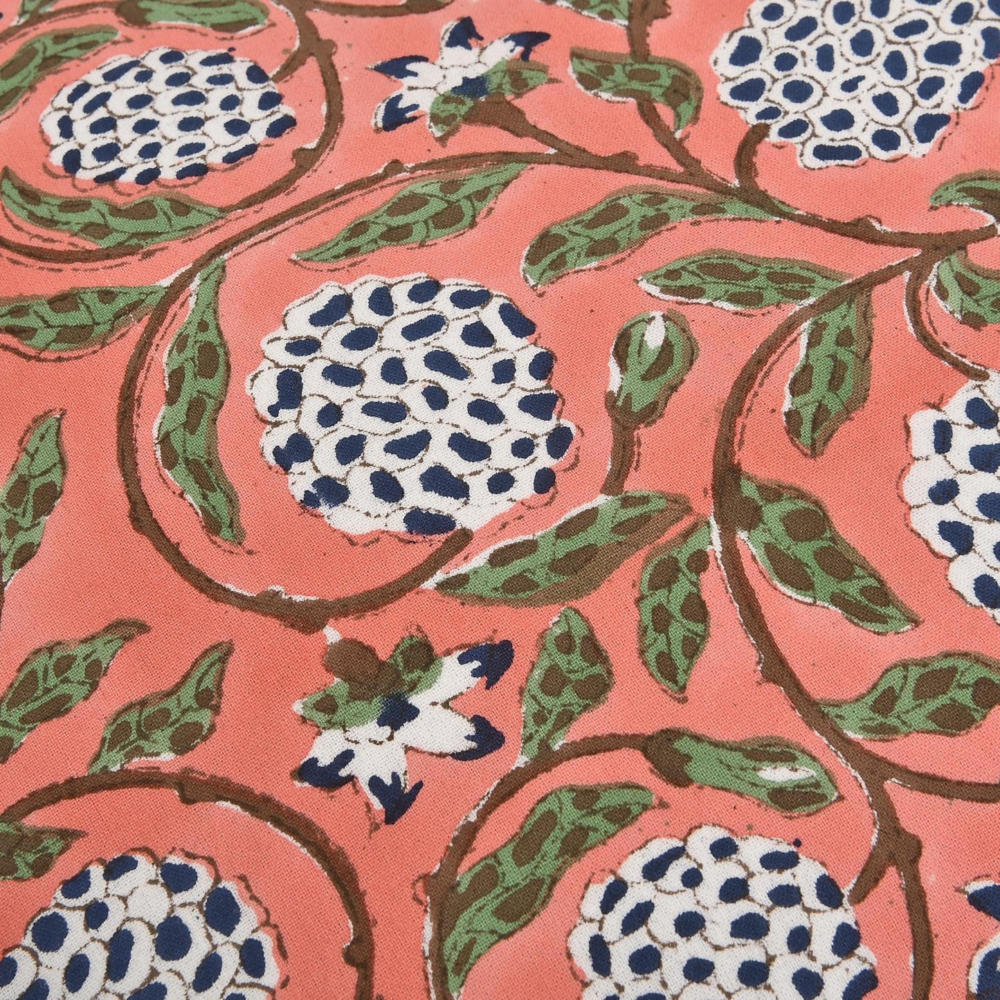 Block Print Dark Salmon Pink Throw Pillow Cover 18" X 18" (Pack of 2) Decorative Cushion Covers with Ruffle for Couch, Sofa, Bed, Living Room, Home Decor Gift for Spring, Easter, Valentine