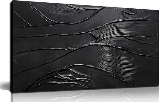 Abstract Painting Wall Art for Living Room Black Painting Wall Decor for Bedroom Modern Wall Art for Bathroom Size 20 X 40 Inch