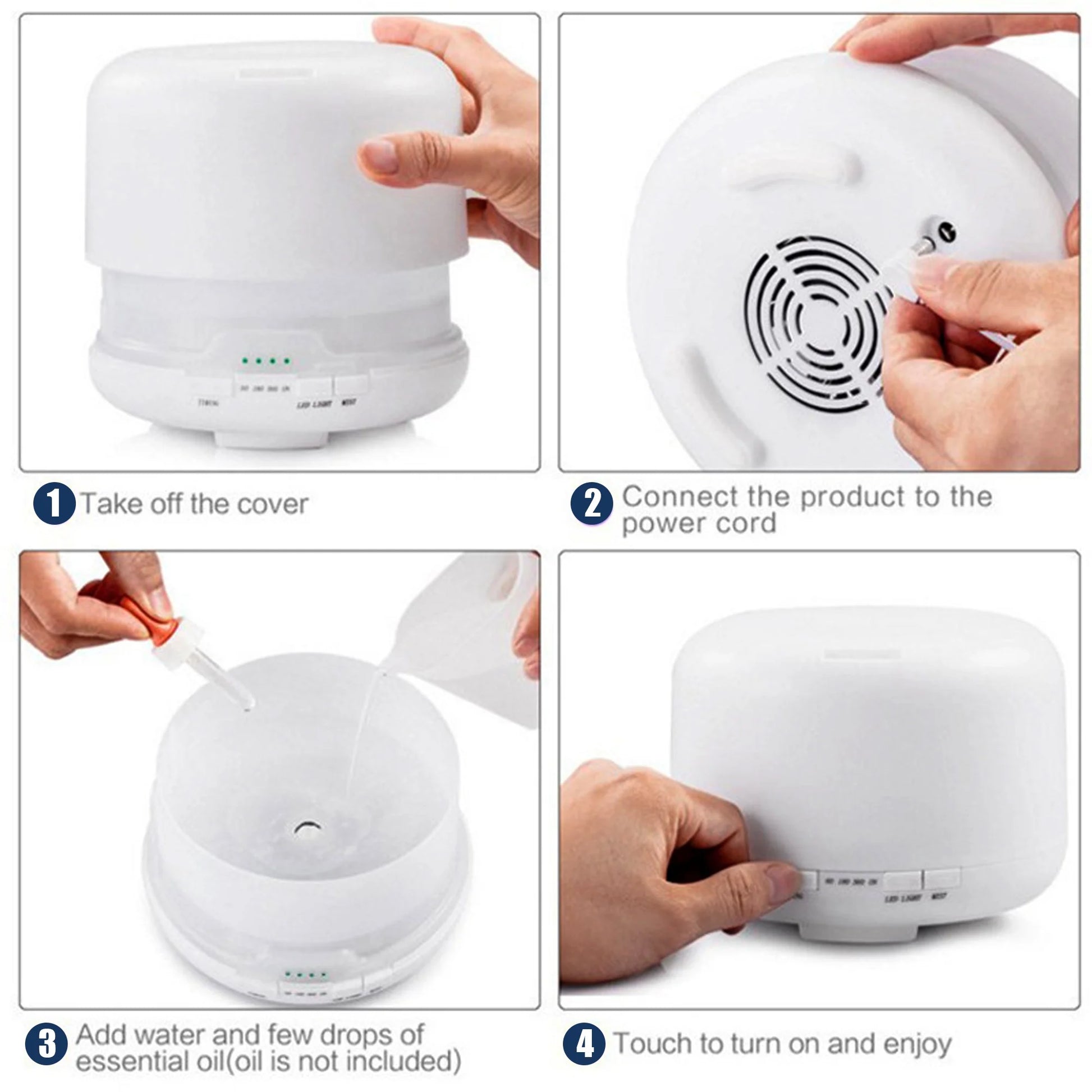 500ml Essential Oil Diffuser with Remote Control – Ultrasonic Aroma Humidifier for Home & Bedroom