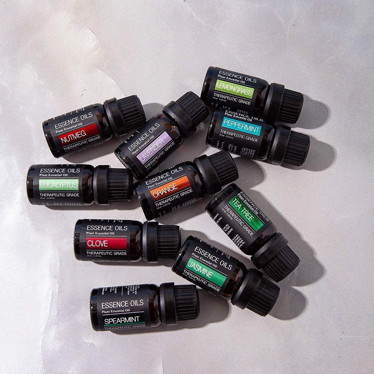 Aromatherapy Diffuser Essential Oil Set - 10 Scents, 7 Lights, Timer, Modern Design - Light Wood