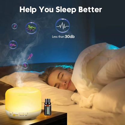 500Ml Essential Oil Diffuser with 6*10Ml Essential Oils Set, Flower Aromatherapy Diffusers with Remote Control, Oil Air Humidifier Vaporizer for Large Room Bedroom Office