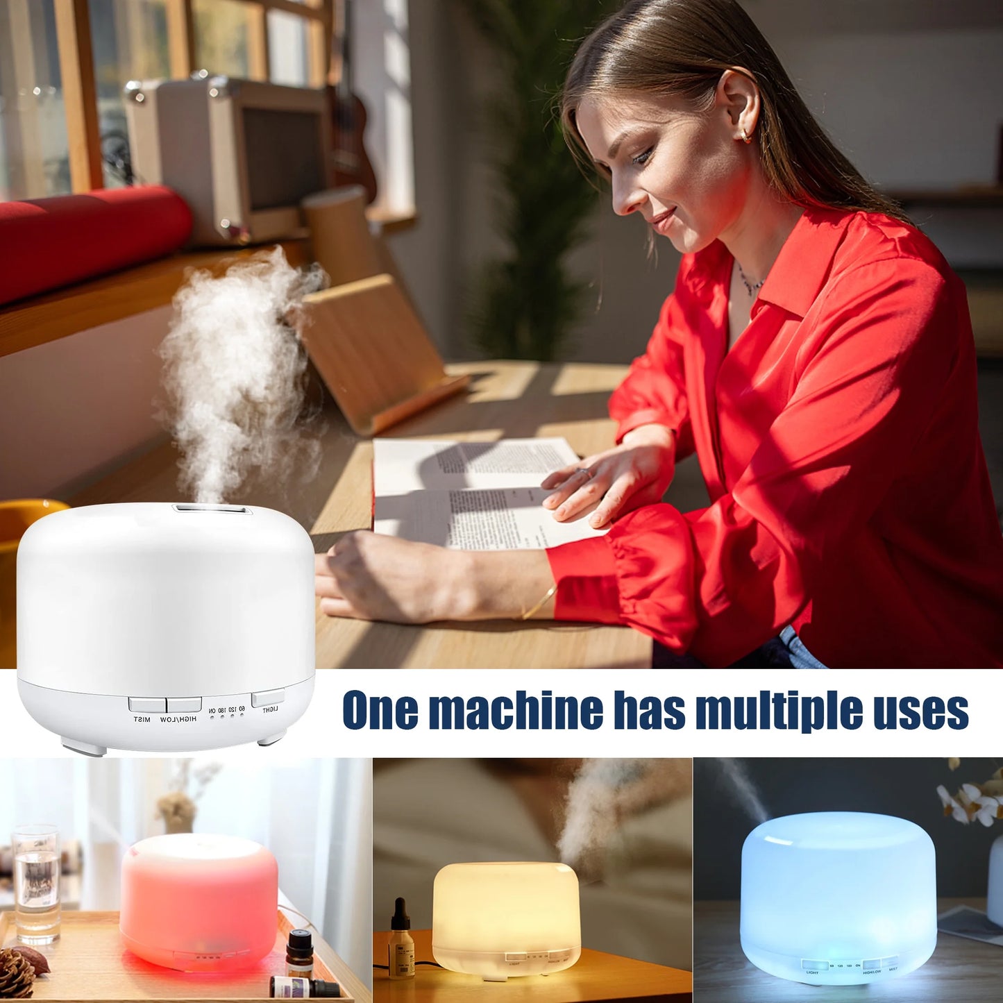 500ml Essential Oil Diffuser with Remote Control – Ultrasonic Aroma Humidifier for Home & Bedroom