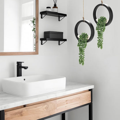 2 Pack Fake Plants Hanging Artificial Succulents Plants in Black Pots for Living Room Bathroom Accessories Boho Farmhouse Wall Decor