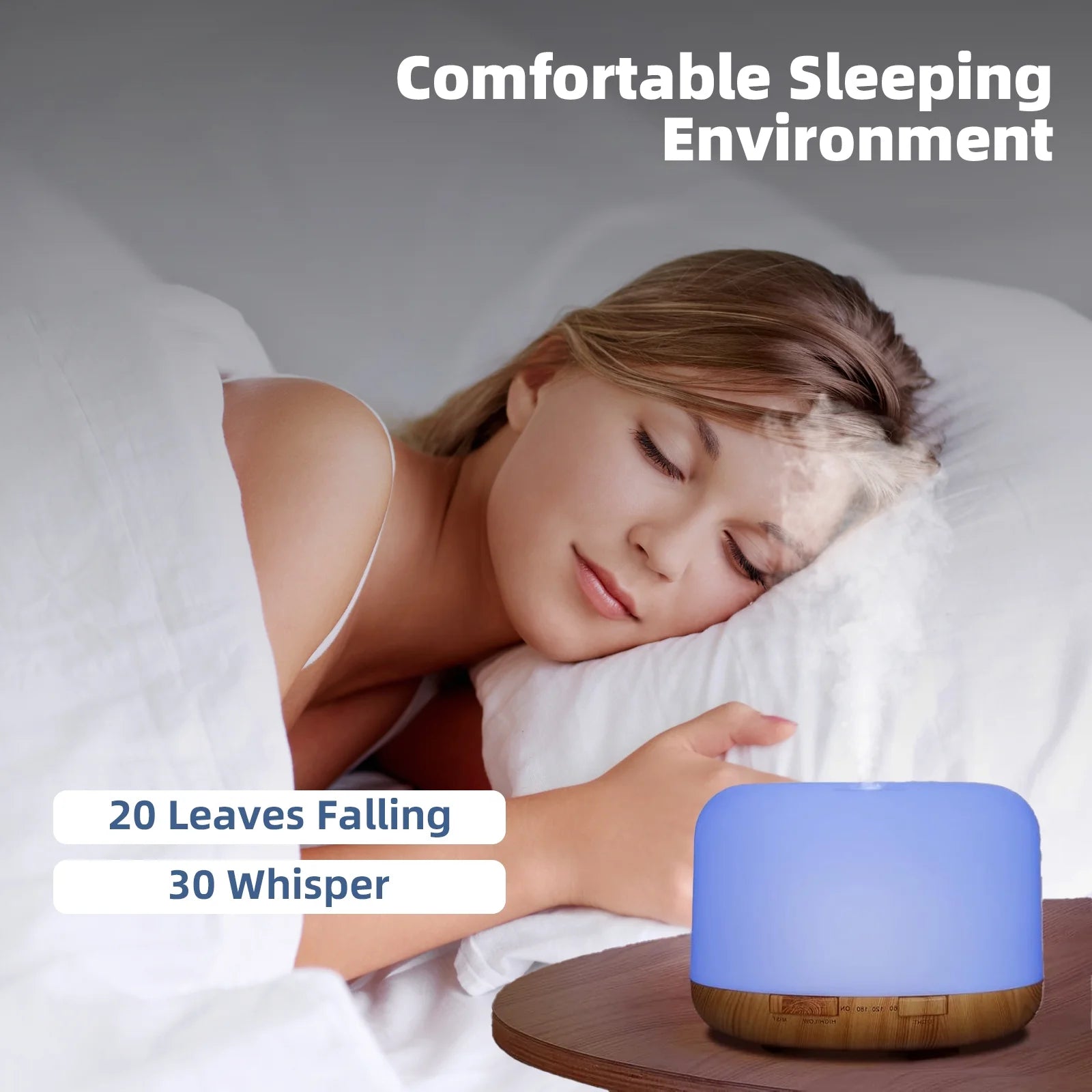 500Ml Essential Oil Diffuser with Remote Control,6*10Ml Air Humidifier with 3 Timers 7 Colors Ambient Light for Large Room Home Office