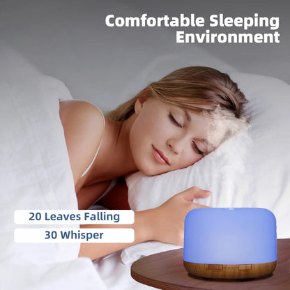 500Ml Essential Oil Diffuser with Remote Control,6*10Ml Air Humidifier with 3 Timers 7 Colors Ambient Light for Large Room Home Office