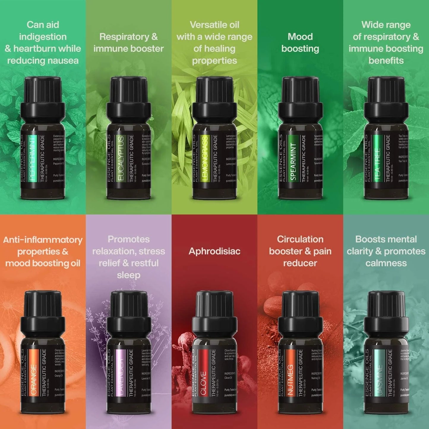 Aromatherapy Diffuser Essential Oil Set - 10 Scents, 7 Lights, Timer, Modern Design - Light Wood