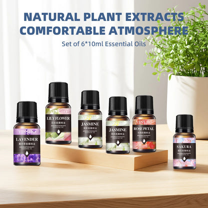 500Ml Essential Oil Diffuser with Remote Control,6*10Ml Air Humidifier with 3 Timers 7 Colors Ambient Light for Large Room Home Office