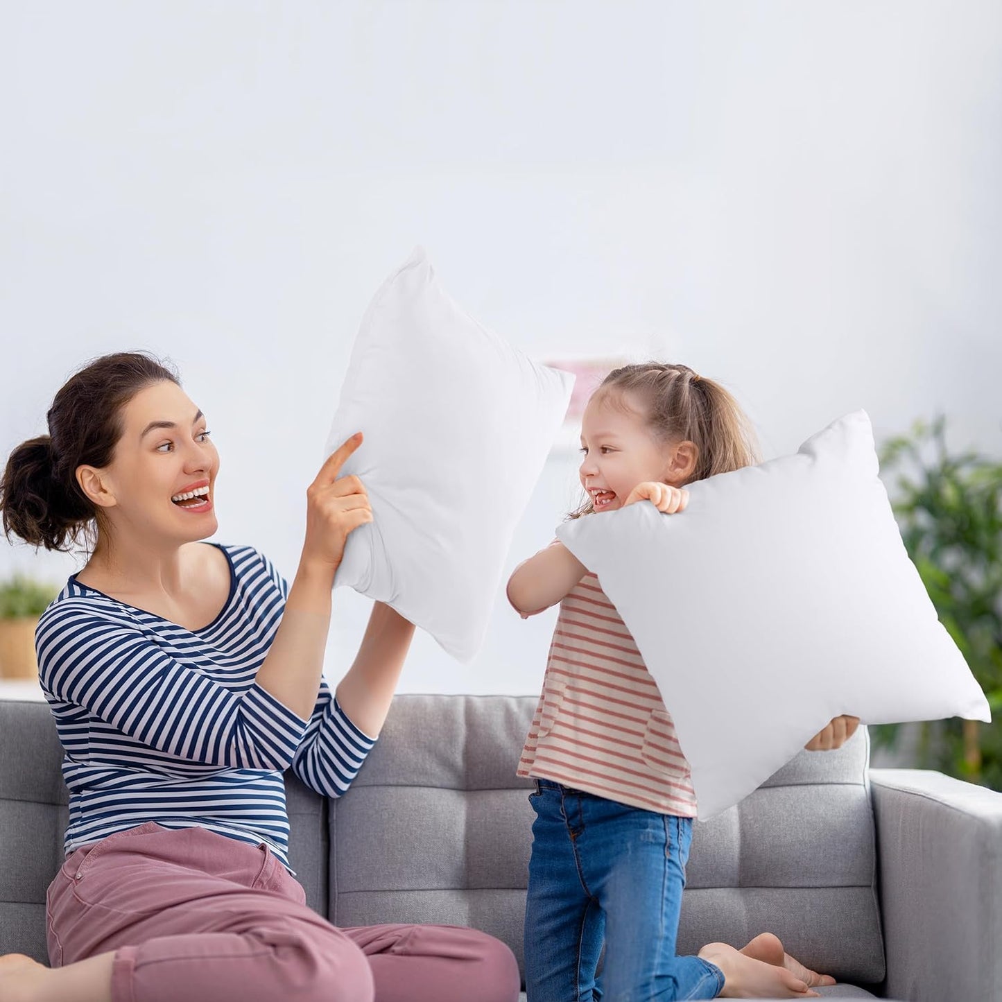 20X20 Pillow Inserts, Set of 2, White – Indoor Decorative Throw Pillows for Bed, Sofa & Couch – Soft, Supportive & Fluffy Cushion Inserts