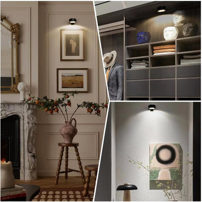 3-Pack Battery Operated Picture Light Magnetic Painting Light with 3 Lighting Modes,Remote and Dimmable Timer Art Display Light for Picture Artworking Frame Portrait,Wireless Wall Decor Puck Lights