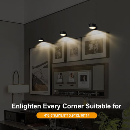 3-Pack Battery Operated Picture Light Magnetic Painting Light with 3 Lighting Modes,Remote and Dimmable Timer Art Display Light for Picture Artworking Frame Portrait,Wireless Wall Decor Puck Lights